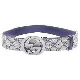Cintura Gucci GUCCI 114984 KGDIR Argento Beige Blu navy