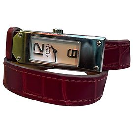 Hermès Double-Strap Bordeaux Leather Watch Other