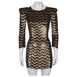 Robe mini en soie à sequins rayés Balmain - Taille S d'occasion Autre