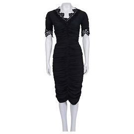 Robe en dentelle drapée noire Dolce & Gabbana - Taille S d'occasion (neuf sans étiquette) Autre