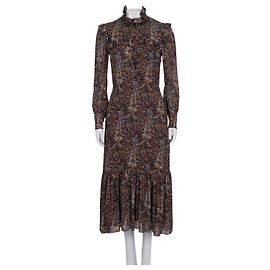 Saint Laurent Kleid aus Viskose mit Blumenmuster, mit Seide gefüttert, Größe 38 gebraucht Andere