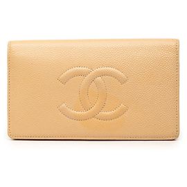 Chanel Coco Mark Long Wallet Beige