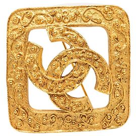 Broche Chanel Coco Mark Vintage Plaqué Or Doré