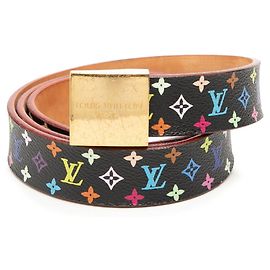 Louis Vuitton Monogram Multicolor Ceinture Carrée Gürtel Schwarz Mehrfarben