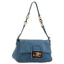 Fendi Mamma Baguette Schultertasche Canvas medium Blau
