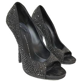 Escarpins Giuseppe Zanotti strass noirs bout ouvert Noir