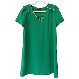 Robe Caroll verte à col V Vert
