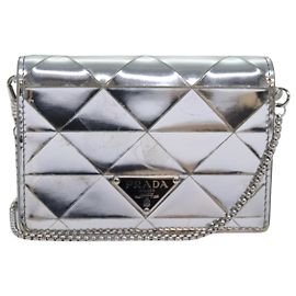 Prada Chain Embellished Leather Silvery