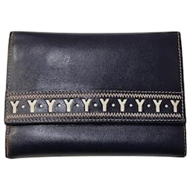 Yves Saint Laurent Saint Laurent Carteira em couro azul marinho Monograma Y Azul marinho