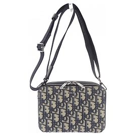 Christian Dior Dior DIOR Pouch con zip e tracolla Beige Blu navy