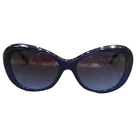 Occhiali da sole Chanel Blu con Camellie Dorate Blu