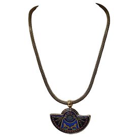 Michaela Frey Colar de Esmalte com Pingente de Leões Preto Vermelho Azul Multicor Verde Gold hardware