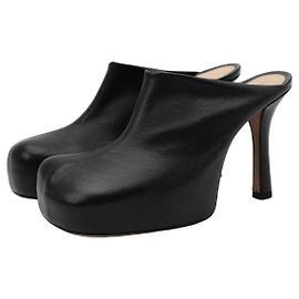 Bottega Veneta Black Leather Square Toe Platform Mules Sz.39,5 pre-owned Other