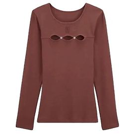 Balzac Paris Amanda Ribbed Cut-Out Top - Terracotta Brown