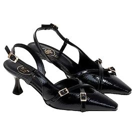 Autre Marque Black Patent Leather Slingback Heels Black