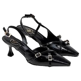 Zapatos de Tacón Slingback en Charol Negro