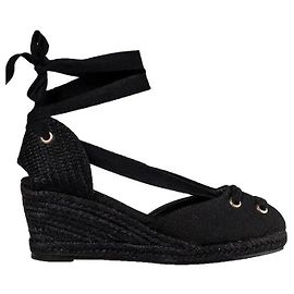 Autre Marque Sandali espadrilles neri con zeppa e lacci alla caviglia Nero