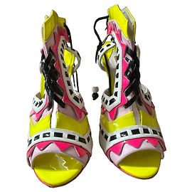 Sophia Webster Multicolor Beaded Heel Sandals Black Pink White Multiple colors Yellow