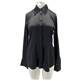 Camicia Victoria Beckham x Mango in seta nera Nero