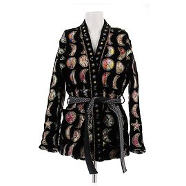 Autre Marque Kimono aus schwarzem Samt Schwarz
