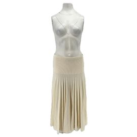 Eric Bompard Gonna lunga plissettata ecru Beige
