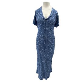 Robe bleue en viscose avec col Reformation Bleu