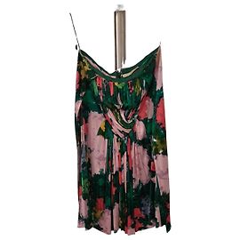 Robe plissée à fleurs Balenciaga Paris Rose Autre Vert Jaune