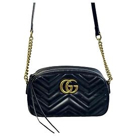 Gucci Marmont Camera Bag Leder Schwarz Schwarz