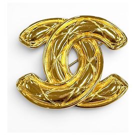 Spilla Chanel Vintage Coco Mark Matelassé D'oro