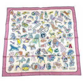 Hermès HERMES Carre Double Face 90 Silk Scarf Multicolore