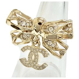 Anello Chanel B24B Coco Mark Ribbon Rhinestone D'oro
