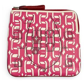 Hermès HERMES Carre Pocket Pink Veau Swift Round Zip Mini Pouch Pink