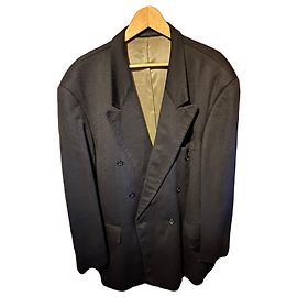 René Lezard Men's Black Pure Cashmere Double-Breasted Jacket Black