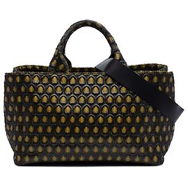 Prada Gold Tessuto Broccato Canapa Tote Golden