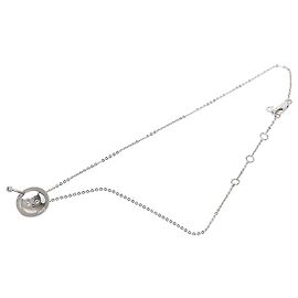 Dior Silver Brass Button Pendant Necklace Silvery