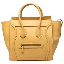 Céline Borsa Tote Celine Yellow Mini in pelle di vitello granulata Giallo