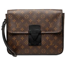Pochette A4 Louis Vuitton Brown Monogram Macassar S Lock Marrone