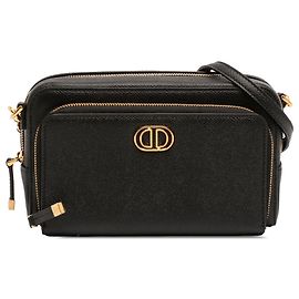 Pochette Caro Double em couro de bezerro granulado preto Dior Preto