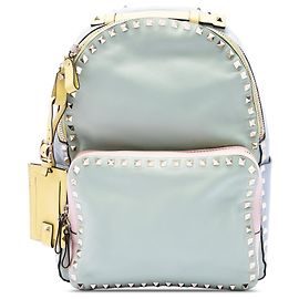 Valentino Green Medium Calfskin Watercolor Rockstud Backpack Green Light green