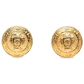 Orecchini Chanel Gold CC placcati oro a clip D'oro