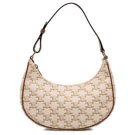 Céline Sac à épaule Ava en toile enduite Triomphe marron Celine Marron Beige