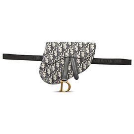 Dior Blue Oblique Canvas Saddle Belt Bag Blue