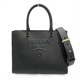 Borsa a tracolla in pelle Saffiano Prada Nero