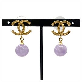 Orecchini Chanel Coco Mark Swing D'oro Porpora