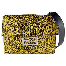Fendi Black and Yellow Leather Shoulder Bag Black Yellow