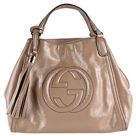 Gucci Soho Patent Leather Handbag Beige