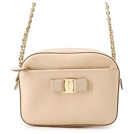 Bolsa de ombro em couro bege Salvatore Ferragamo Bege