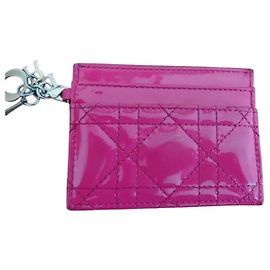 Dior Lady Dior Tarjetero Piel Charol Rosa Rosa