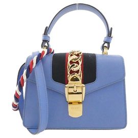Gucci Sylvie Handbag Light Blue Leather Light blue