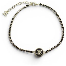 CHOKER CHANEL LOGO CC ROND ABA006 2023 COLLAR DE METAL DORADO Dorado